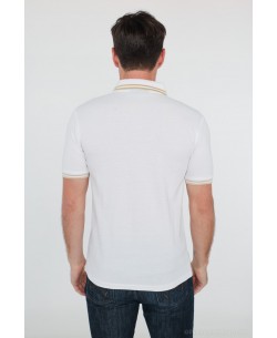 YE-8834-1 White polo twin tipped logo