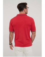 YE-8845-03 Polo rouge col bicolor