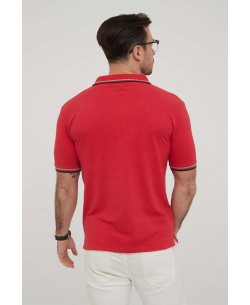 YE-8845-03 Bicolor collar polo in red