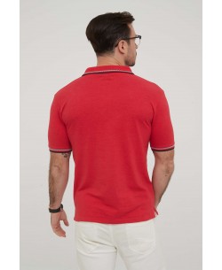 YE-8845-03 Polo rouge col bicolor