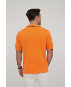 YE-8845-04 Bicolor collar polo in orange
