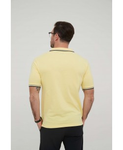 YE-8845-05 Bicolor collar polo in light yellow