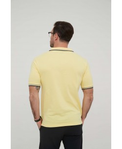 YE-8845-05 Polo jaune clair col bicolor