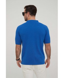 YE-8846-18 Mandarin collar polo in vintage blue