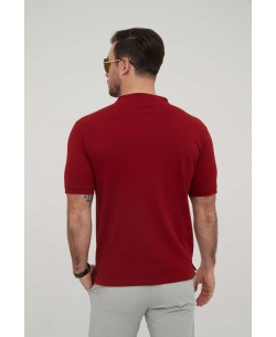 YE-8846-07 Polo bordeaux col mao