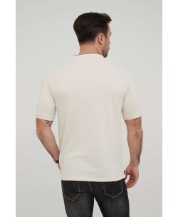 YE-8846-09 Mandarin collar polo in ivory