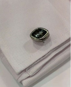 BM-WW4 Oval cufflinks for shirts - Silver & black