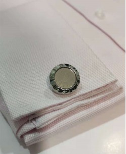 BM-WW8 Round cufflinks for shirts - Silver & pearl