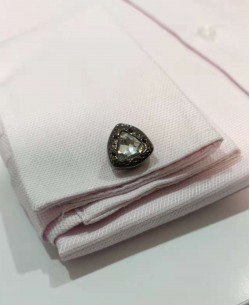 BM-XX7 Oval cufflinks for shirts - Silver & faux-stone