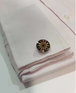 BM-YY2 Round cufflinks for shirts - Golden & burgundy