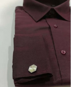 BM-HH3 Hexagonal cufflinks for shirts - Silver & ivory