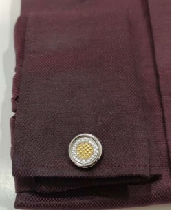 BM-VV2 Round cufflinks for shirts - Silver & golden