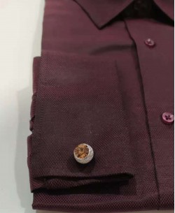 BM-WW1 Round cufflinks for shirts - Silver & brown