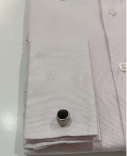 BM-YY6 Round cufflinks for shirts - Silver & black