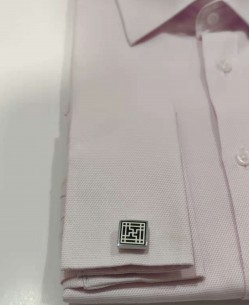 BM-ZZ5 Square cufflinks for shirts - Black & white