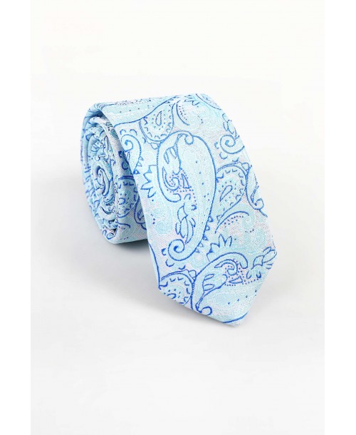 CRHQ-607 Cravate bleu ciel à motifs