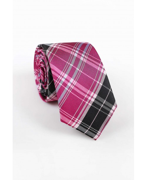 CRHQ-618 Cravate rose à carreaux