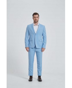 COS-H007 STRETCH 2 pcs fitted suit in sky blue (T46 to T58)