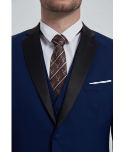 COS-S062 STRETCH 3 pcs fitted suit in navy blue (T46 to T58)