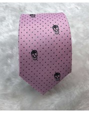 CRHQ-66 Cravate rose à motifs SKULL