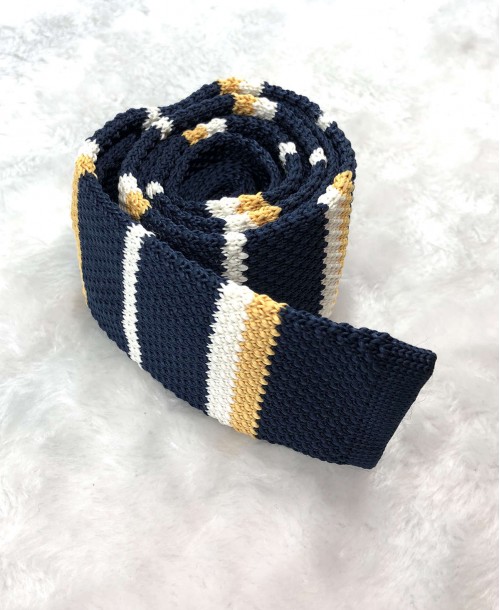 CR-09A Cravate tricot bleu marine