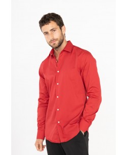ENZO-032-2 Red slim fit cotton shirt