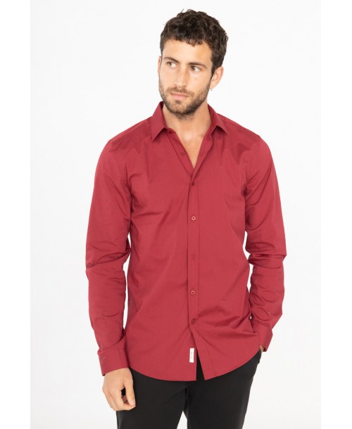 ENZO-043-73 Chemise slim fit STRETCH rouge bordeaux