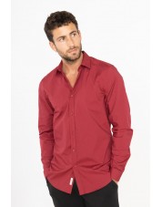 ENZO-043-73 Chemise slim fit STRETCH rouge bordeaux