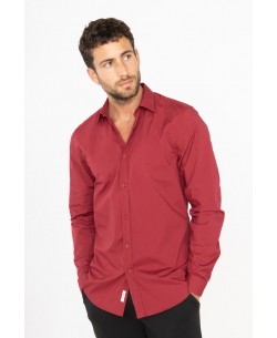 ENZO-043-73 Chemise slim fit STRETCH rouge bordeaux