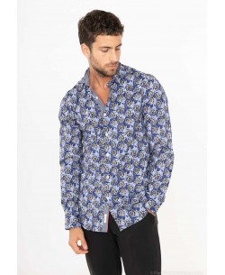 ENZO104-1 STRETCH slim fit shirt FLORES prints