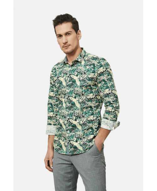 ENZO104-11 Chemise STRETCH motifs BIRDY en slim fit