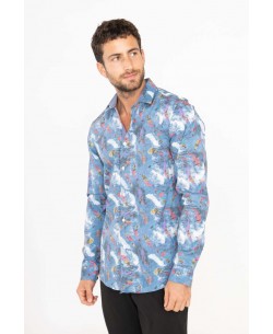 ENZO104-14 STRETCH slim fit shirt PAINTING prints