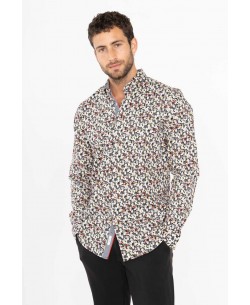 ENZO104-9 STRETCH slim fit shirt PICTORAL prints