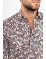 ENZO105-1 Chemise STRETCH motifs SKULL en slim fit