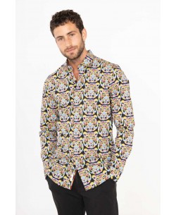ENZO105-3 STRETCH slim fit shirt TIGER prints