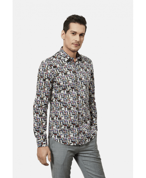 ENZO105-7 Chemise STRETCH motifs SKYVIEW en slim fit