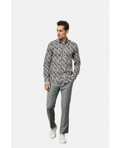 ENZO105-7 Chemise STRETCH motifs SKYVIEW en slim fit