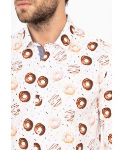ENZO-106-14 "PREMIUM" shirt DONUTS prints slim fit
