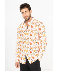 ENZO-106-15 "PREMIUM" shirt PIZZA prints slim fit