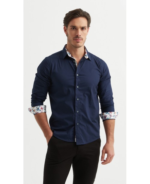 ENZO-118-05 Chemise coton - Marine