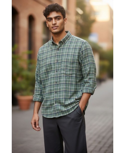 FLA003-6 Chemise en flanelle vert