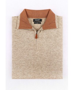 GT38-125 High zip neck beige jumper 2XL to 5XL