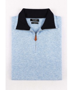 GT38-126 High zip neck sky blue jumper 2XL to 5XL