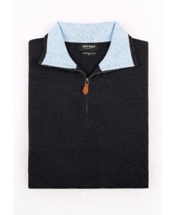 GT38-128 High zip neck navy blue vintage jumper 2XL to 5XL