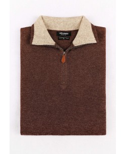 GT38-130 High zip neck brown vintage jumper 2XL to 5XL