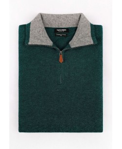 GT38-145 High zip neck dark green jumper 2XL to 5XL
