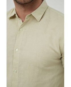 LIN-30-11 Yellow linen shirt adjusted fit