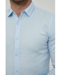 LIN-30-02 Sky blue linen shirt adjusted fit