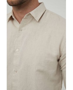 LIN-30-03 Beige linen shirt adjusted fit