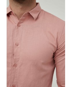 LIN-30-06 Nude linen shirt adjusted fit